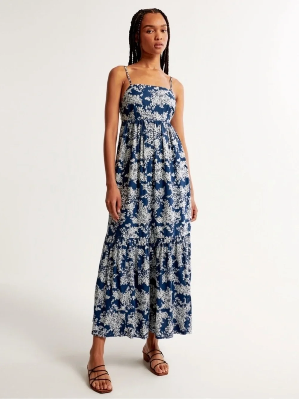 Abercrombie & Fitch Floral Tiered Maxi Dress Size Small Lined Cotton Cottagecore